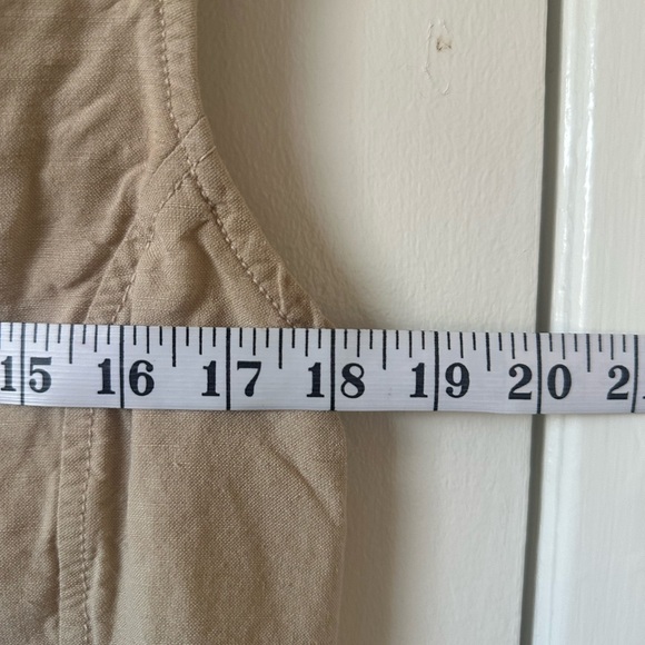 Vintage Free People Beige Linen Vest with Orange Floral Buttons - Large - Picture 4 of 7